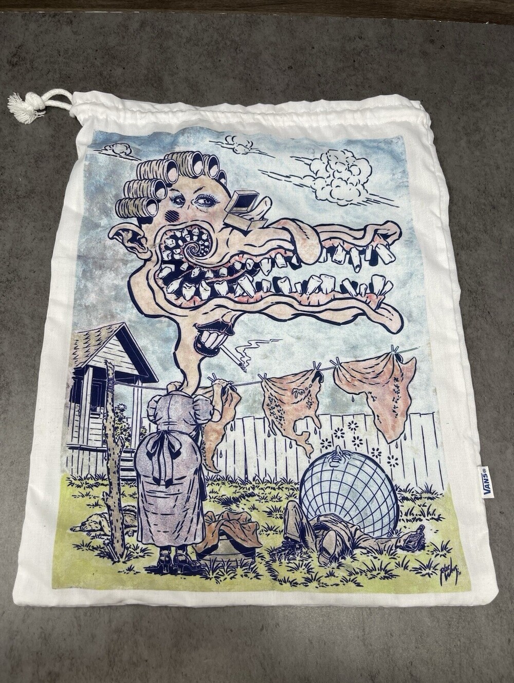 Robert Williams X Vans Drawstring Bag Malfeasance Artwork White Canvas Dustbag